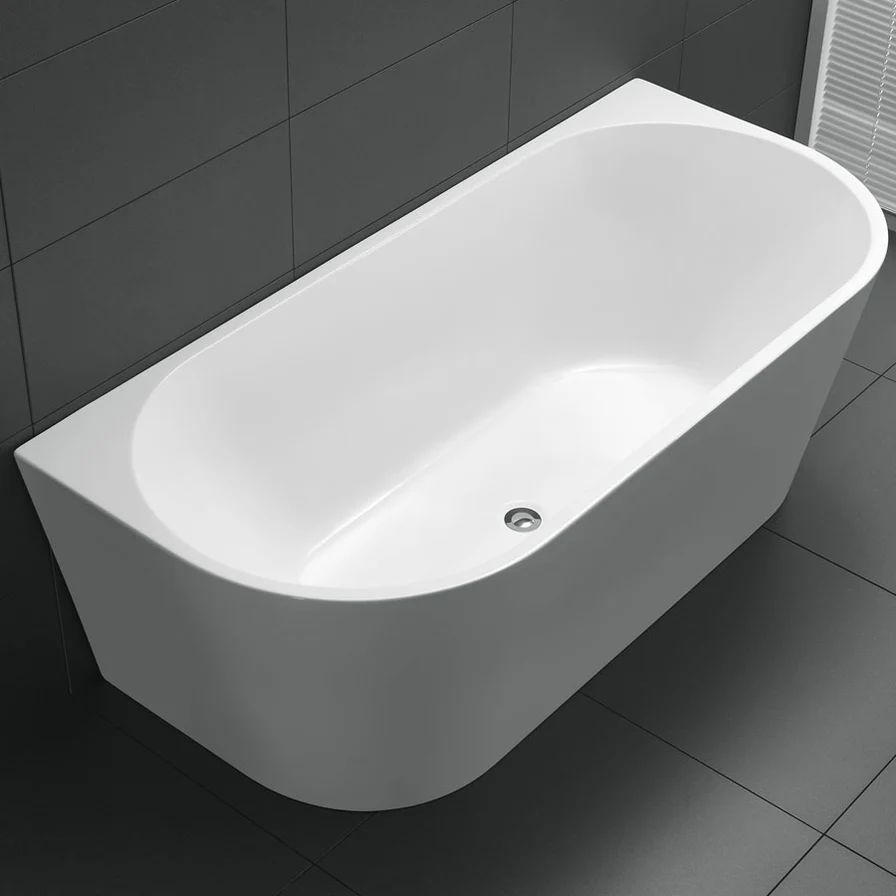 Aquenza Round 1500mm Gloss White Back to Wall Freestanding Bath